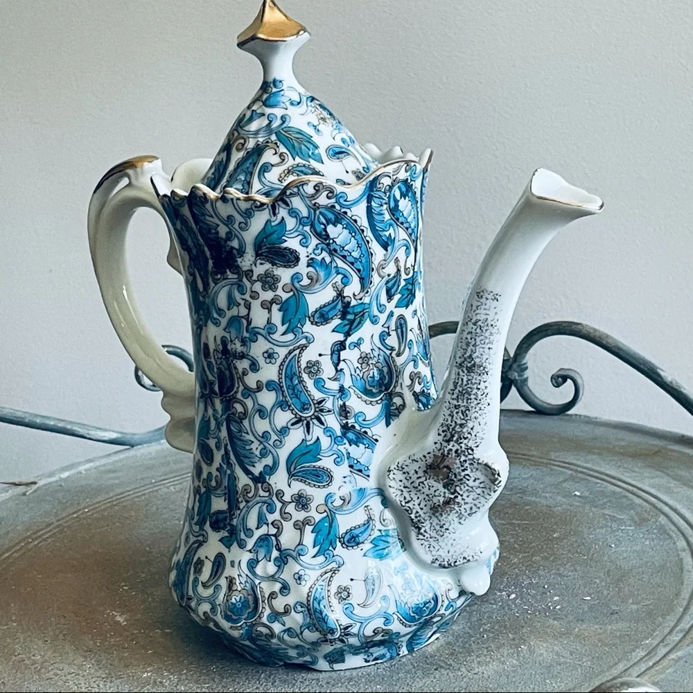 Lefton China Vintage Hand Painted Coffee / Tea  Pot # NE1972